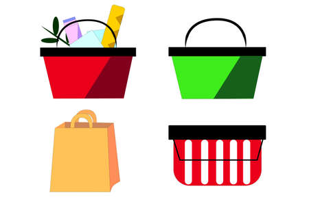 A set of shopping baskets .On white backgroundのイラスト素材