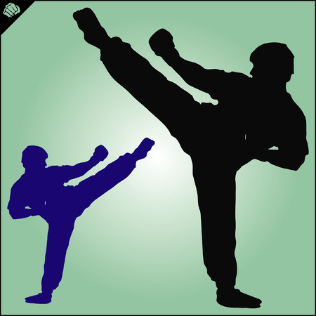 Karate. Taekwon-do. Kung-fu. High kick. MARTIAL ARTS. Note to editor:のイラスト素材