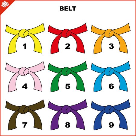 Martial art colored Belts symbol. Karate creative design emblem.のイラスト素材