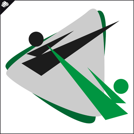 Karate high kick emblem. Martial art colored simbol design. Vector, EPS.のイラスト素材