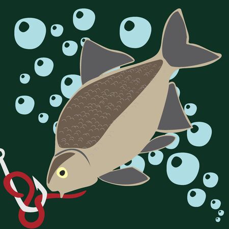 Beautiful Fish. Pattern Fishing. Beautiful summer hobby. Vector poster.のイラスト素材