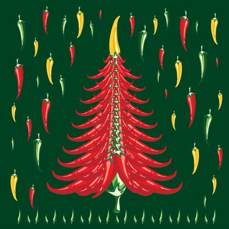 New year Christmas Red hot pepper Creative tree.のイラスト素材