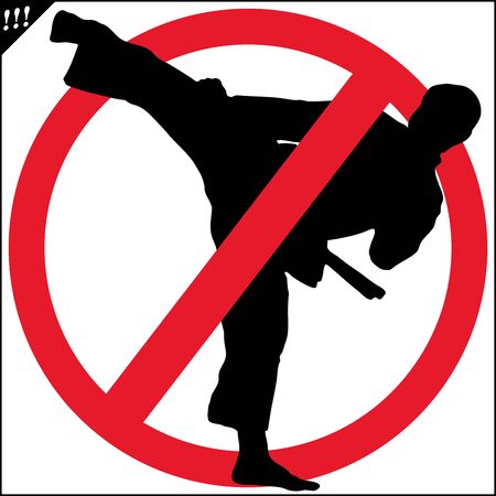 No fighting karate red circle stop signのイラスト素材