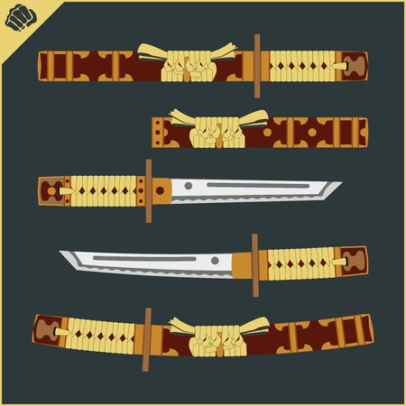Japanes Samurai sword - katana. Martial arts. Vector EPSのイラスト素材
