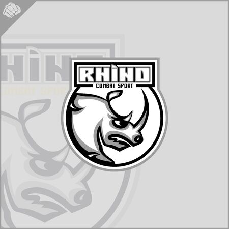 rhino head logo for sports teamのイラスト素材
