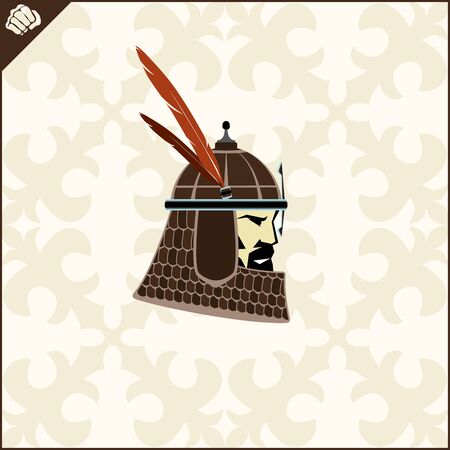 Central Asian warrior nomads, Isolated vector illustration in flat cartoon style logo . Kazakhstan.のイラスト素材