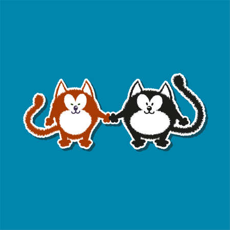 Hand drawing little cat, bear, dog puppy. vector illustrationのイラスト素材