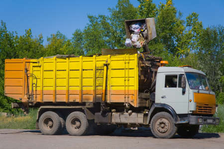 Big heavy resque military truck,car on blue sky with long antennaの写真素材