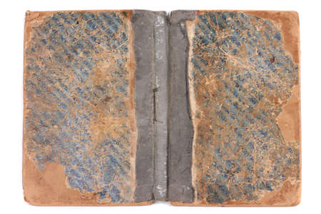 Old vintage open book on white background
