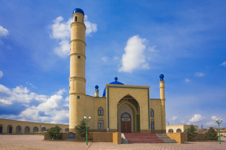 Beautiful Muslim mosque in blue skies and grass. High quality photo.の写真素材