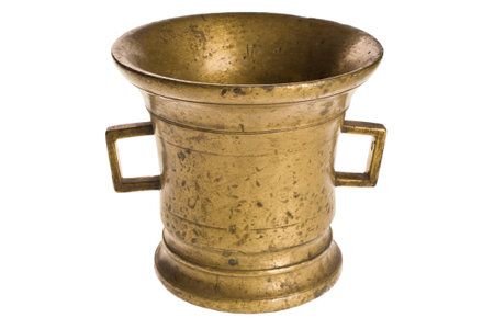 An old Russian cast-iron pot on a white background. High quality photo