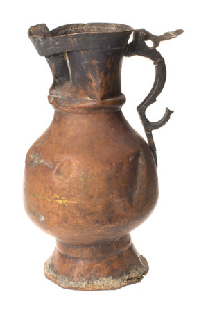 An old Russian cast-iron pot on a white background. High quality photoの写真素材