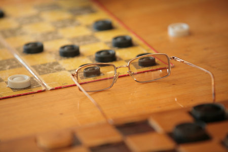 A board with checkers on the table. High quality photoの写真素材