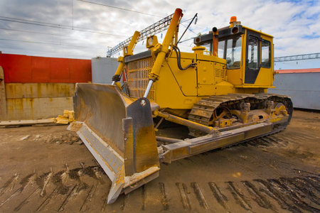 The big power heavy building bulldozer