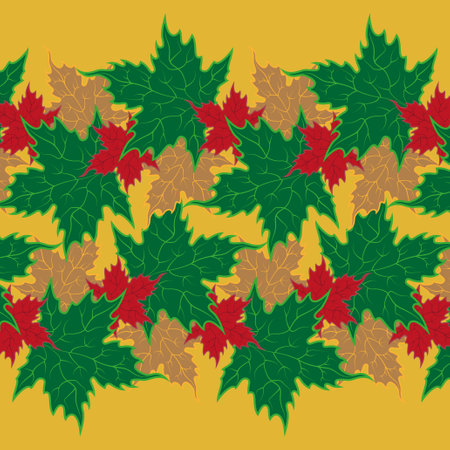 The texture of autumn leaves. Green, Yellow, Redのイラスト素材