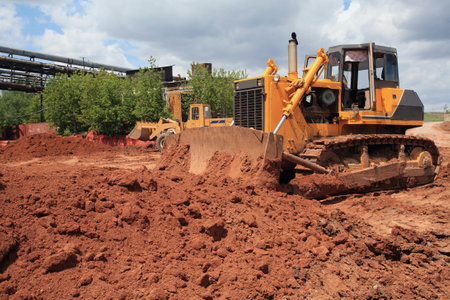 The big power heavy building bulldozer