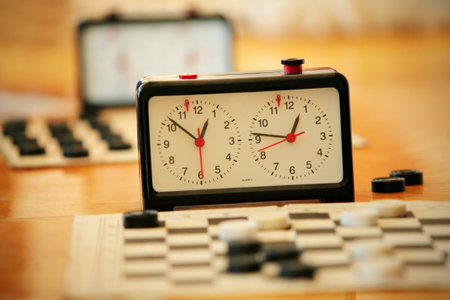 A board with checkers on the table. High quality photoの写真素材