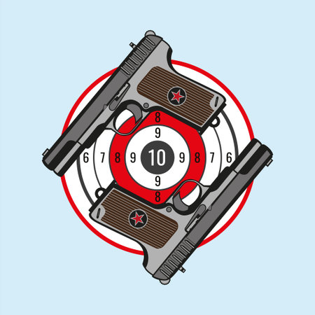 Old soviet rusiian pistol TT, world war 2 handgun and Target.. Vector illustrationのイラスト素材