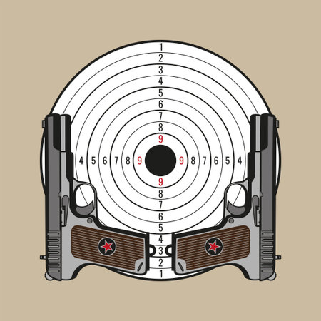 Old soviet rusiian pistol TT, world war 2 handgun and Target.. Vector illustrationのイラスト素材