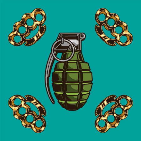 Illustration Vector Graphic of Grenade and knuckles designのイラスト素材