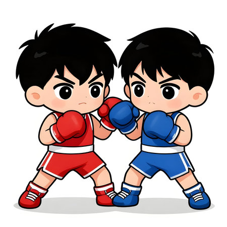 young fighter, graphic style, traditional color dress, in fighting pose. High quality pictureの写真素材