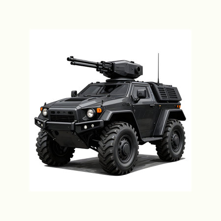 Army, police protected, armored off-road heavy vehicle. High quality cartoon.