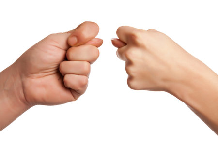 Hand power fist gesture isolated on white.の写真素材
