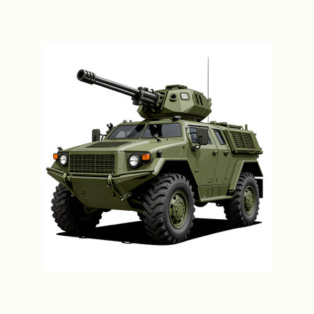 Army, police protected, armored off-road heavy vehicle. High quality cartoon.