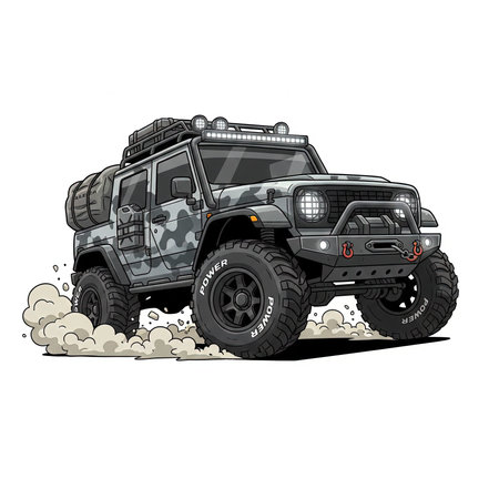 Caricature car Illustration. The car is clearly recognizable, but with distorted proportions. High...