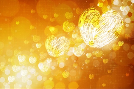 yellow  background with heartsの写真素材
