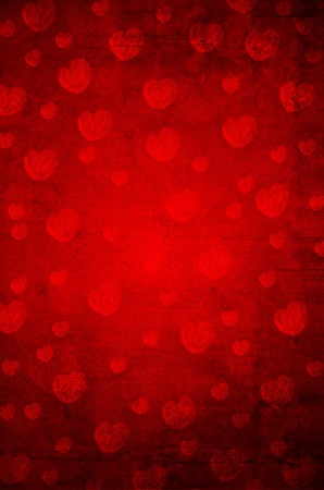 Red background with heartsの写真素材