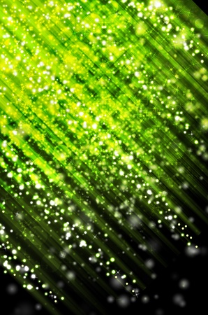 snow and stars on green background の写真素材