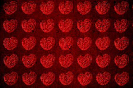 Red background with heartsの写真素材