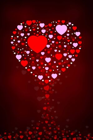 Red background with heartsの写真素材