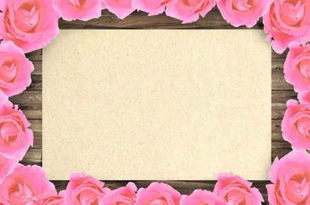 rose frame and paper の写真素材