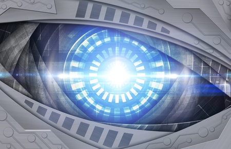 abstract blue robot eyeの写真素材