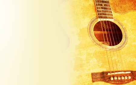 guitar on old wallの写真素材