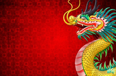 Chinese style dragon statue with Chinese Red patternの写真素材