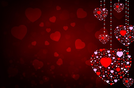 Red background with hearts and starsの写真素材