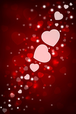Red background with heartsの写真素材