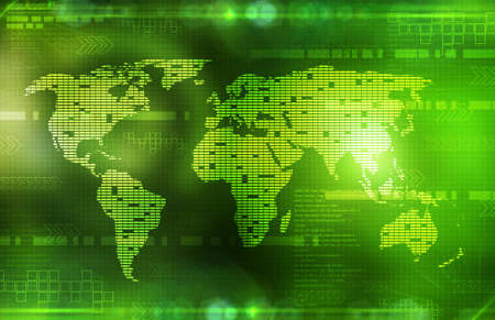 background in technology and the world mapの写真素材