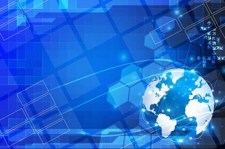digital world on a dark blue backgroundの写真素材