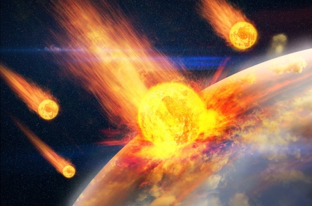 Global accident - collision of an asteroid with the Earth の写真素材