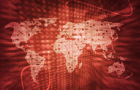 background in technology and the world mapの写真素材