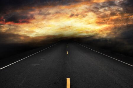 Road and the sunset