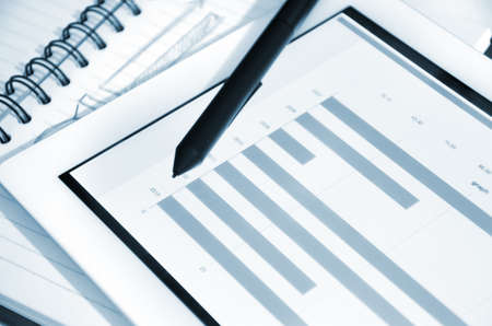 business chart and touch screen tablet-pcの写真素材