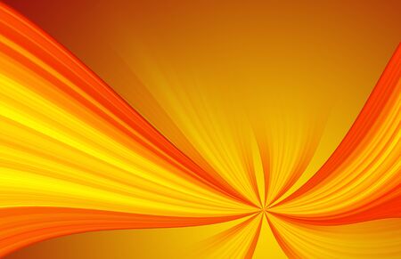 Orange and yellow abstract background with flowing fluid linesの写真素材