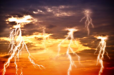 Heavy clouds bringing thunder, lightnings and storm.