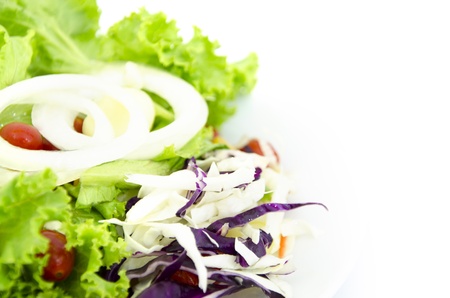 greek salad isolated on white backgroundの写真素材
