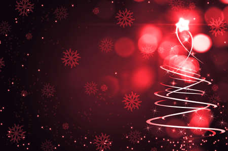 Abstract Christmas tree and snowの写真素材